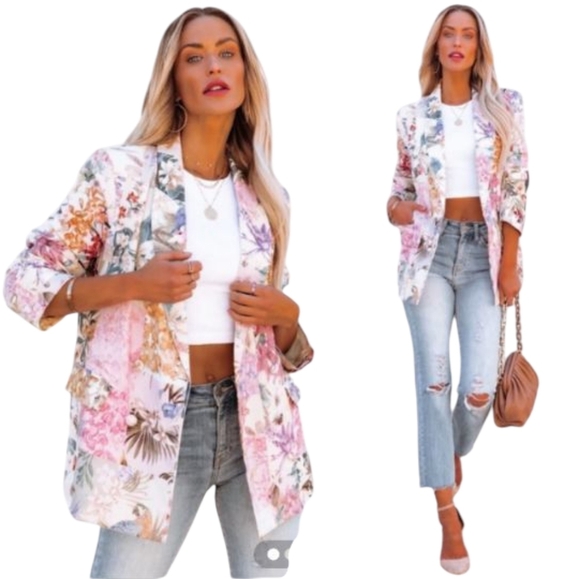VICI Women's Sundew Multicolor Bird & Floral Print Patchwork Blazer Jacket Large - Picture 10 of 10